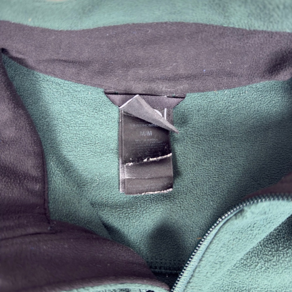 The North Face Mens Full Zip Fleece Jacket Green Orange Trim Medium - Picture 3 of 7